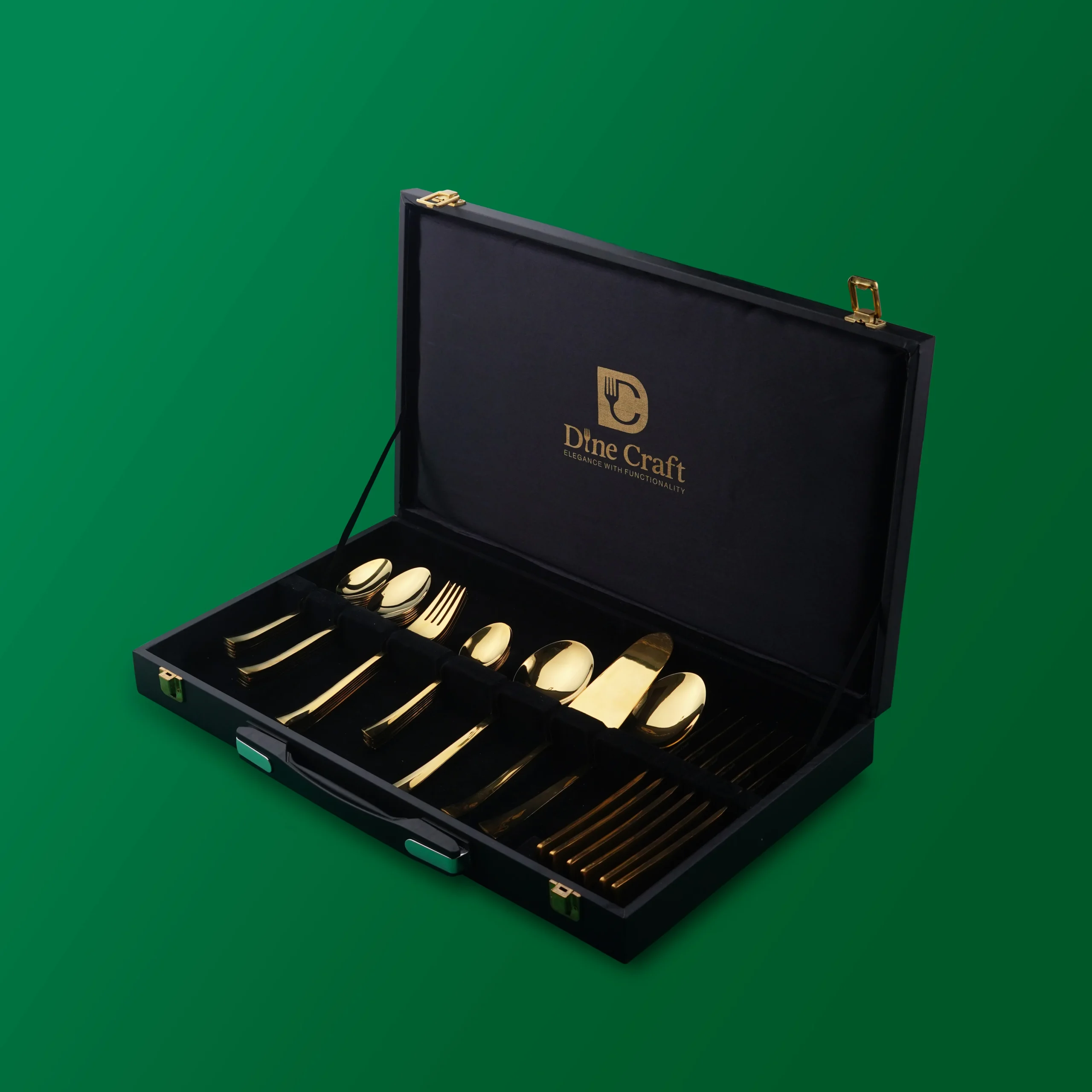 Terra Plain Gold Serving Set 33 Pieces for 6 Persons with PVD Coating